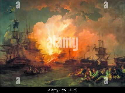 La bataille du Nil (1 au 3 août 1798), peinture à l'huile sur toile de Philippe James de Loutherbourg, 1800 Banque D'Images