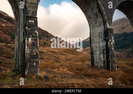 Gros plan du pont Glenfinnan en Écosse. Banque D'Images