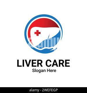 Modèle de logo vectoriel sécurisé de soins du foie avec symbole plus. Logo adapté aux activités médicales ou de santé. Hepatoprotection, concept, icône plate, élément. Illustration de Vecteur