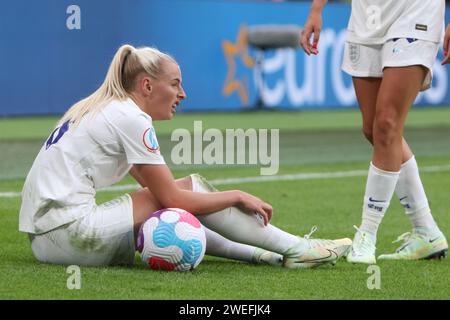 Chloe Kelly près de la fin de la finale de l'Euro féminin de l'UEFA 2022 Angleterre contre Allemagne au stade de Wembley, Londres 31 juillet 2022 Banque D'Images