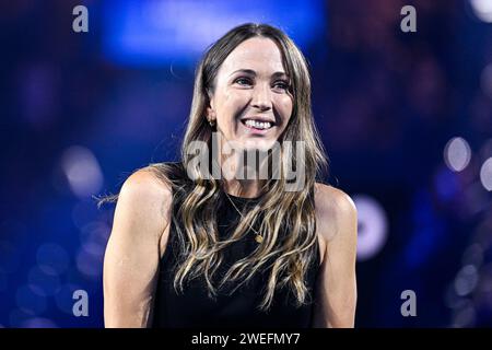 Paris, France. 24 janvier 2024. La femme de Lleyton Hewitt bec Hewitt lors du tournoi de tennis du Grand Chelem de l'Open d'Australie AO 2024 le 24 janvier 2024 à Melbourne Park, en Australie. Photo de Victor Joly/ABACAPRESS.COM crédit : Abaca Press/Alamy Live News Banque D'Images