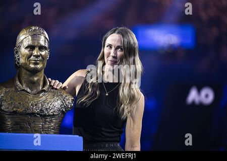 La femme de Lleyton Hewitt bec Hewitt lors du tournoi de tennis du Grand Chelem de l'Open d'Australie AO 2024 le 24 janvier 2024 à Melbourne Park, en Australie. Photo Victor Joly / DPPI Banque D'Images