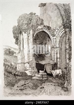 Abbaye de Rievaulx, Yorkshire. John Sell Cotman. 1810. Gravure. Banque D'Images