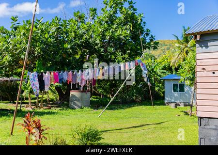 Petit détail de village dans l'île de Viti Levu, Fidji Banque D'Images