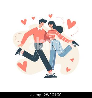 Vector Illustration Flat couple Love pour Saint Valentin 1 Illustration de Vecteur