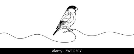 Oiseau sur une branche continue dessin d'une ligne. Illustration de Vecteur