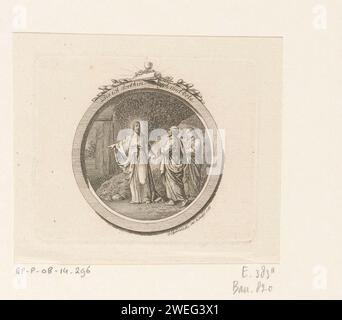 Christ sur le chemin du Hof van Getsemane, Daniel Nikolaus Chodowiecki, 1781 papier gravé Christ sur son chemin vers (ou dans) le jardin de Gethsémani (pas encore en prière). ornement  médaillon. défilement. couronne d'épines  instruments de la passion Banque D'Images