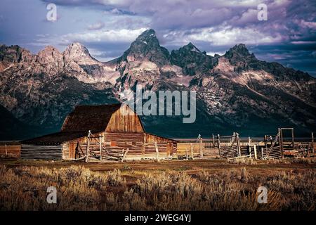 La grange John Moulton sur le rang Mormon près du parc national de Grand Teton dans le Wyoming. Banque D'Images