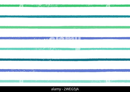 Texture vectorielle de rayures peintes sans couture. Belle conception d'impression de mode de lignes horizontales colorées. Rayures vertes et bleues peintes sur blanc. Illustration de Vecteur