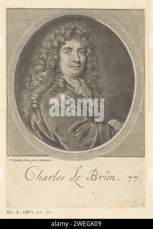 Dépeinte van Charles le Brun, 1739 print Print fait partie d'un album. gravure sur papier de personnages historiques. portrait, autoportrait de peintre Banque D'Images