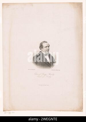 Portret van Edward Smith-Stanley, 14e comte de Derby, 1849 - 1892 imprimer papier gravure sur acier personnages historiques Banque D'Images