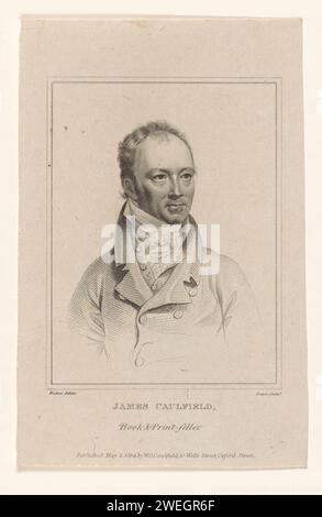 Portrait de James Caulfield, livre et post-vendeur à Londres, Robert Cooper, d'après Henry Walton, 1814 gravures sur papier imprimé, librairie, libraire. marchand d'art (+ arts graphiques) Banque D'Images