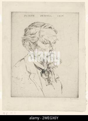 Représenté van Joseph Pennell, Emil Orlik, 1924 personnages historiques de la pointe sèche sur papier imprimé. portrait, autoportrait de graphiste Banque D'Images