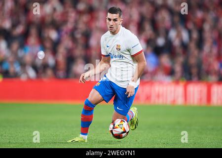 Ferran Torres du FC Barcelone en action lors du match Copa El Rey Round of 8 entre l'Athletic Club et le FC Barcelone au stade San Mames en janvier Banque D'Images