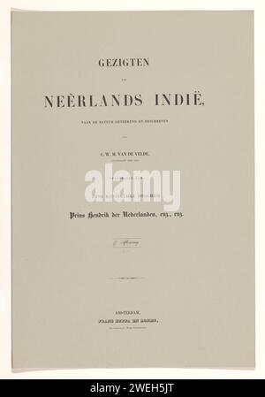 Couverture avec magazines textuels et estampes sur les Indes orientales néerlandaises : huitième épisode, Paulus Lauters, d'après Charles William Meredith van de Velde, 1843 - 1845 couverture imprimée avec huit magazines distincts dont deux textes et six lithographies. La couverture fait partie d'un dossier avec douze couvertures. Paysages de papier dans la zone non tempérée, paysages exotiques Indes orientales néerlandaises, le Banque D'Images