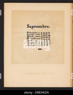 Septembre, William Nicholson, 1898 imprimer le mois du calendrier dans l'illustration sur le magazine opposé. L'impression fait partie d'un livre. Papier septembre  autres concepts Banque D'Images