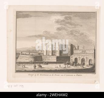 Vue de la Bastille et de la porte Saint-Antoine à Paris, Jan Caspar Philips, 1736 - 1775 papier gravure forteresse. Paris-porte de la ville Banque D'Images