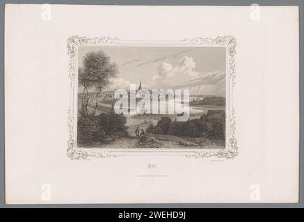 Vue de Kiel, Georg Michael Kurz, 1847 impression papier gravure / gravure vue de la ville en général ; 'veduta' (+ ville(-scape) avec des figures, staffage) AS Banque D'Images