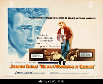 1950s Vintage film Poster - Rebel Without a cause (Warner Bros., 1955) feat James Dean Banque D'Images