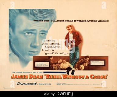 Affiche de film Vintage des années 1950 - Rebel Without a cause (Warner Bros., 1955). James Dean Banque D'Images