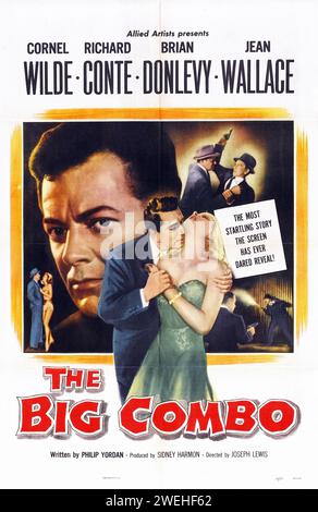 Affiche de vieux film - The Big Combo - feat Cornel Wilde, Richard Conte, Brian Donlevy, Jean Wallace - film noir 1955 Banque D'Images