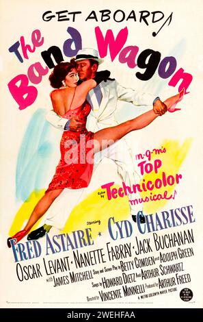 Affiche théâtrale pour la sortie américaine du film 1953 embarquez à bord du Band Wagon feat Fred Astaire et Cyd Charisse Banque D'Images