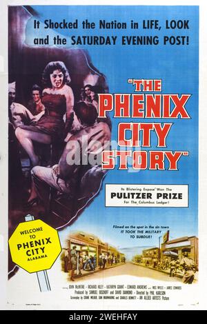 Affiche de sortie en salle pour le film de 1955 The Phenix City Story. Il s'agit de la feuille « style A » Banque D'Images