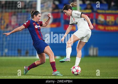 Barcelone, Espagne. 25 janvier 2023. Lors du match de l'UEFA Women's Champions League, le groupe A, date 5, entre le FC Barcelone et l'Eintracht Franckfurt a joué au stade Johan Cruyff le 25 janvier 2024 à Barcelone, en Espagne. (Photo Bagu Blanco/PRESSINPHOTO) crédit : PRESSINPHOTO SPORTS AGENCY/Alamy Live News Banque D'Images