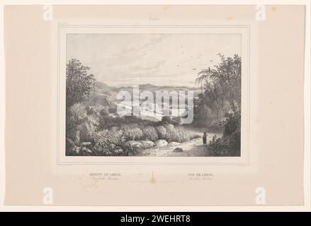 Vue de Lebak, Paulus Lauters, d'après Charles William Meredith van de Velde, 1843 - 1845 impression sur la droite sur la route est un homme. Numéroté en haut à gauche : pl. XVIII L'impression fait partie d'une couverture avec six magazines. papier. paysages dans la zone non tempérée, paysages exotiques. dale, vallée Banque D'Images