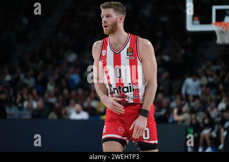 Promenez-vous Thomas de l'Olympiacos Piraeus lors du match de Turkish Airlines Euroleague entre le Real Madrid et l'Olympiacos Piraeus à WiZink le 25 janvier, Banque D'Images