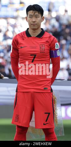 AL WAKRAH, QATAR - JANVIER 25 : son Heung-min de Corée du Sud et Tottenham Hotspur regardent des portraits de profil, de tête et d'épaules pendant le Banque D'Images