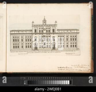 Façade Van Het Het Collegio Romano, Giovanni Battista Fonda, d'après Pietro Ferrerio, d'après Bartolomeo Ammanati, en ou après 1655 impression l'impression fait partie d'un album. palais de gravure de papier. Façade (de maison ou de bâtiment) Collège romain Banque D'Images
