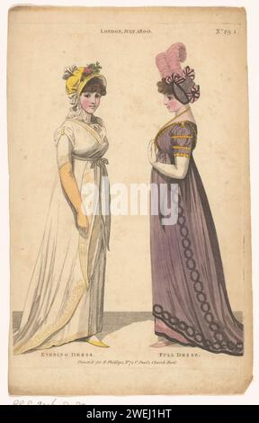 Magazine of Female Fashions of London and Paris, 1800 papier. encre d'imprimerie. aquarelle (peinture) gravure de plaques de mode Banque D'Images