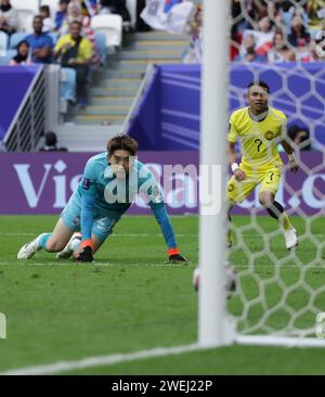 AL WAKRAH, QATAR - JANVIER 25 : Faisal Halimand de Malaisie marque le premier but de son équipe lors du match de la coupe d'Asie AFC Groupe E entre la Corée du Sud an Banque D'Images