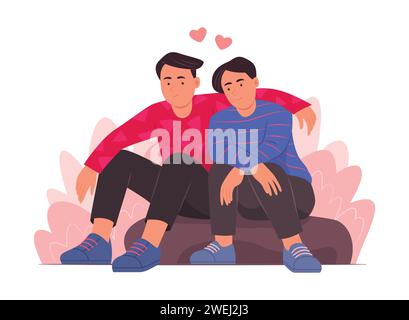 Gay hommes couple dans l'amour pour la Saint-Valentin concept Illustration Illustration de Vecteur