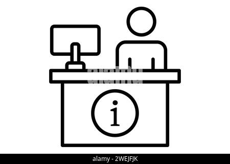 icône du bureau d'information. icône relative aux informations et à l'assistance. style d'icône de ligne. illustration de l'élément Illustration de Vecteur