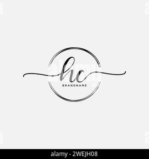 HC logo manuscrit initial avec cercle Illustration de Vecteur