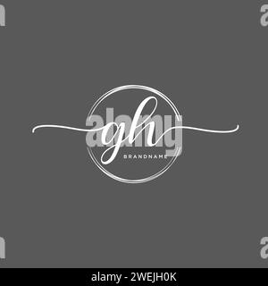 GH logo d'écriture manuscrite initial avec cercle Illustration de Vecteur