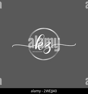 KZ logo d'écriture manuscrite initial avec cercle Illustration de Vecteur