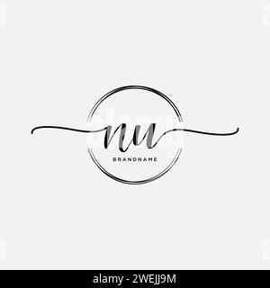 Nu logo manuscrit initial avec cercle Illustration de Vecteur