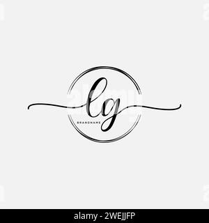 Logo d'écriture manuscrite LG initial avec cercle Illustration de Vecteur