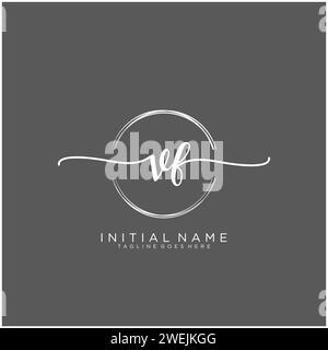 VF logo manuscrit initial avec cercle Illustration de Vecteur