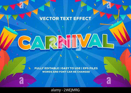 effet de texte vectoriel carnival entièrement éditable facile à utiliser Illustration de Vecteur