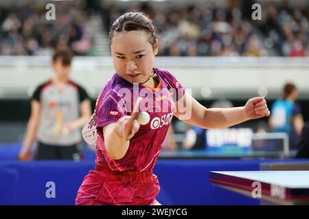 Tokyo Gymnasium, Tokyo, Japon. 26 janvier 2024. Mima Ito, 26 JANVIER 2024 - tennis de table : tous les Championnats du Japon de tennis de table 2024 en simple féminin 4e tour au Tokyo Gymnasium, Tokyo, Japon. Crédit : YUTAKA/AFLO SPORT/Alamy Live News Banque D'Images