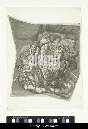 Le jugement dernier, Blad G, Giorgio Ghisi, d'après Michel-Ange, 1530 - 1582 Imprimer Un détail de la fresque 'le jugement dernier' de Michel-Ange dans la chapelle Sixtine. Marqué en bas à gauche : G. gravure sur papier dernier jugement Banque D'Images