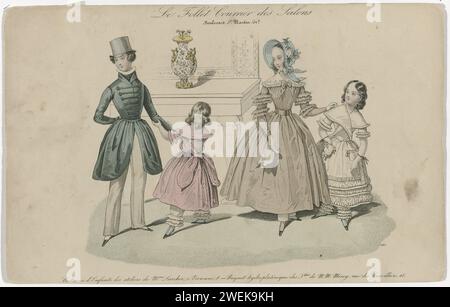 Le Follet courrier des Salons, 1837, n°583 : costumes d'enfants (...), 1837 trois filles et un garçon dans un intérieur. Selon la légende : vêtements pour enfants des studios Larcher. Tirage du magazine de mode le Follet courrier des Salons (novembre 1829-octobre 1882). plaques de mode gravées en papier. robe, robe (+ vêtements pour filles). casque (+ vêtements pour filles). manteau (+ vêtements garçons). pantalons, culottes (+ vêtements pour garçons) Banque D'Images