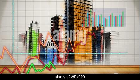 Image du traitement des données financières sur CityScape Banque D'Images