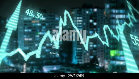 Image du traitement des données financières sur CityScape Banque D'Images