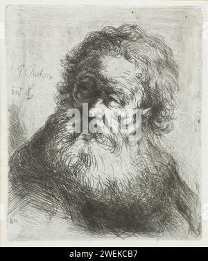 Vieil homme à la barbe, Jan Chalon, 1789 imprimer un vieil homme. Buste vers la gauche. gravure sur papier / morphologie des points secs de l'expression humaine (+ vieil homme (être humain)) Banque D'Images