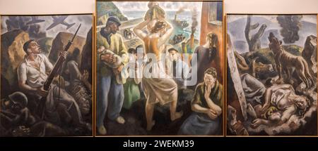 Aurelio Arteta, triptyque de la guerre. l'avant, l'exode, l'arrière, vers 1937-1938, huile sur toile, Musée des Beaux-Arts d'Alava, Vitoria, pays Basque, SP Banque D'Images